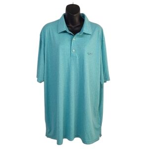Greg Norman Geometric Light Blue Polo T-Shirt Top Men's Size XXL NWOT